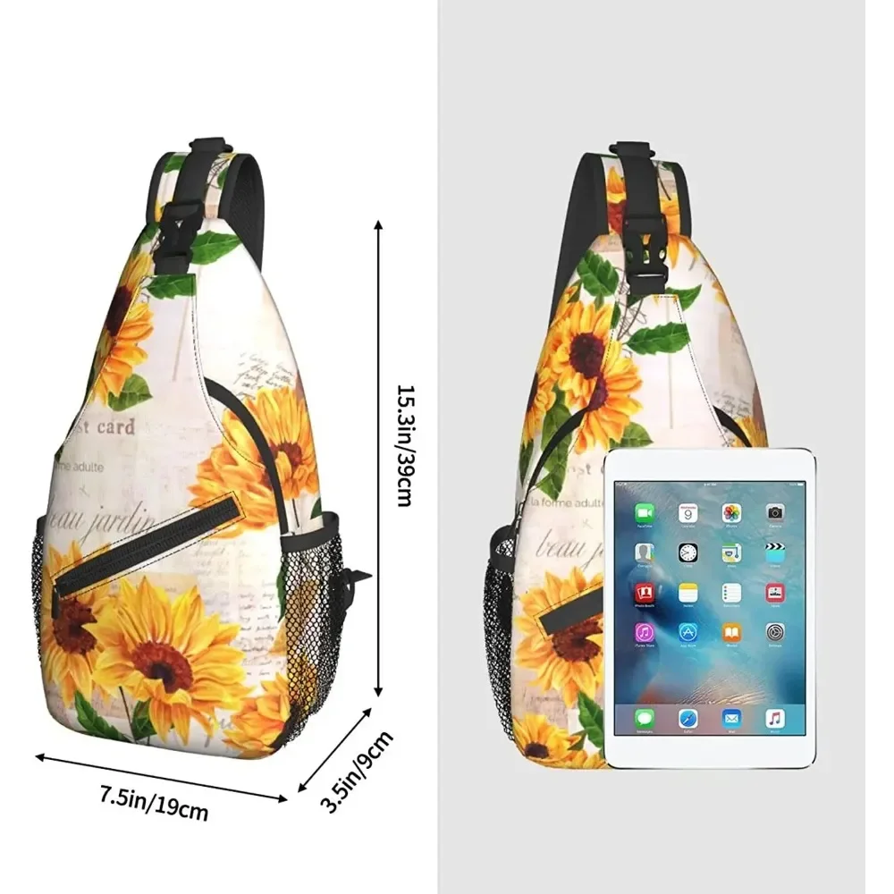 Sunflower Shoulder Bags Mini Rope Sling Bag Crossbody Waterproof Fashion Chest Daypack for Hiking Travel Runner Biking Climbing