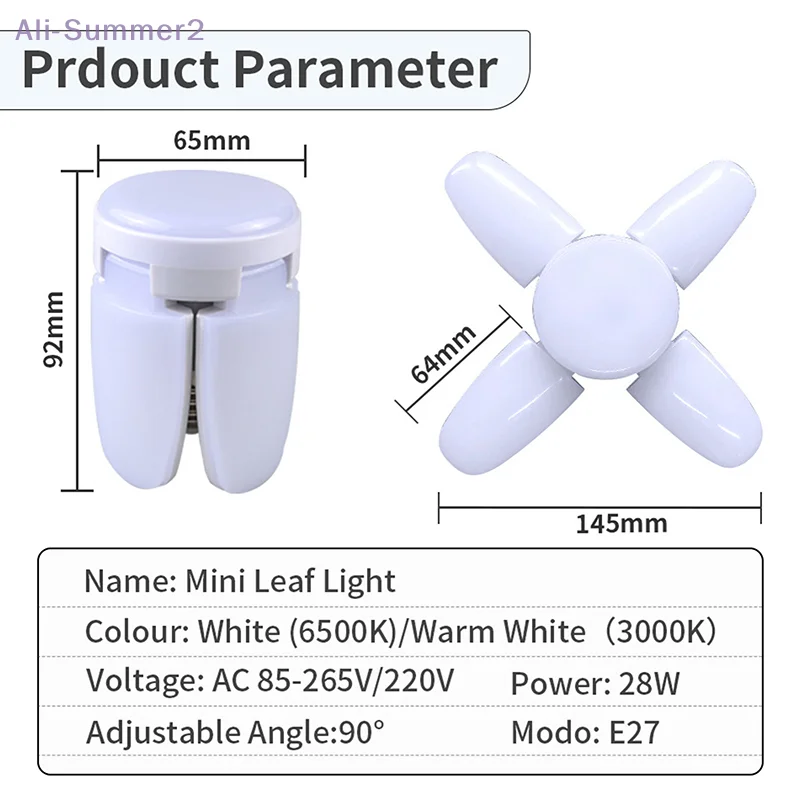 28W Super lumineux E27 LED ampoule ventilateur pliant feuille plafonnier 85-265V 40/50/56 LED s lampe intérieure ampoule maison lumière décoration