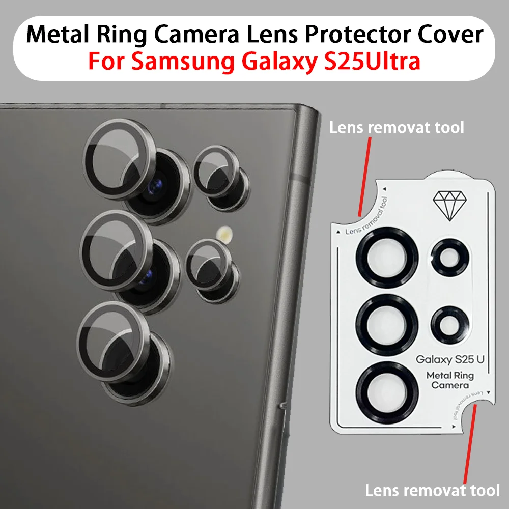 

Metal Ring Camera Lens Protector Cover For Samsung Galaxy S25Ultra Anti-scratch Protect Cap Lens Removat Tool
