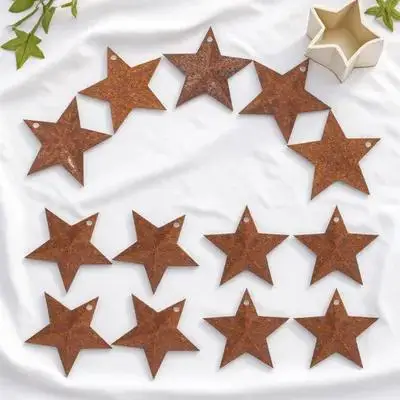 

50 Pcs Christmas Decorations Retro Five-pointed Star Pendant Ornament Rusty Ornaments Hole Brown Crafts Stars for Crafting