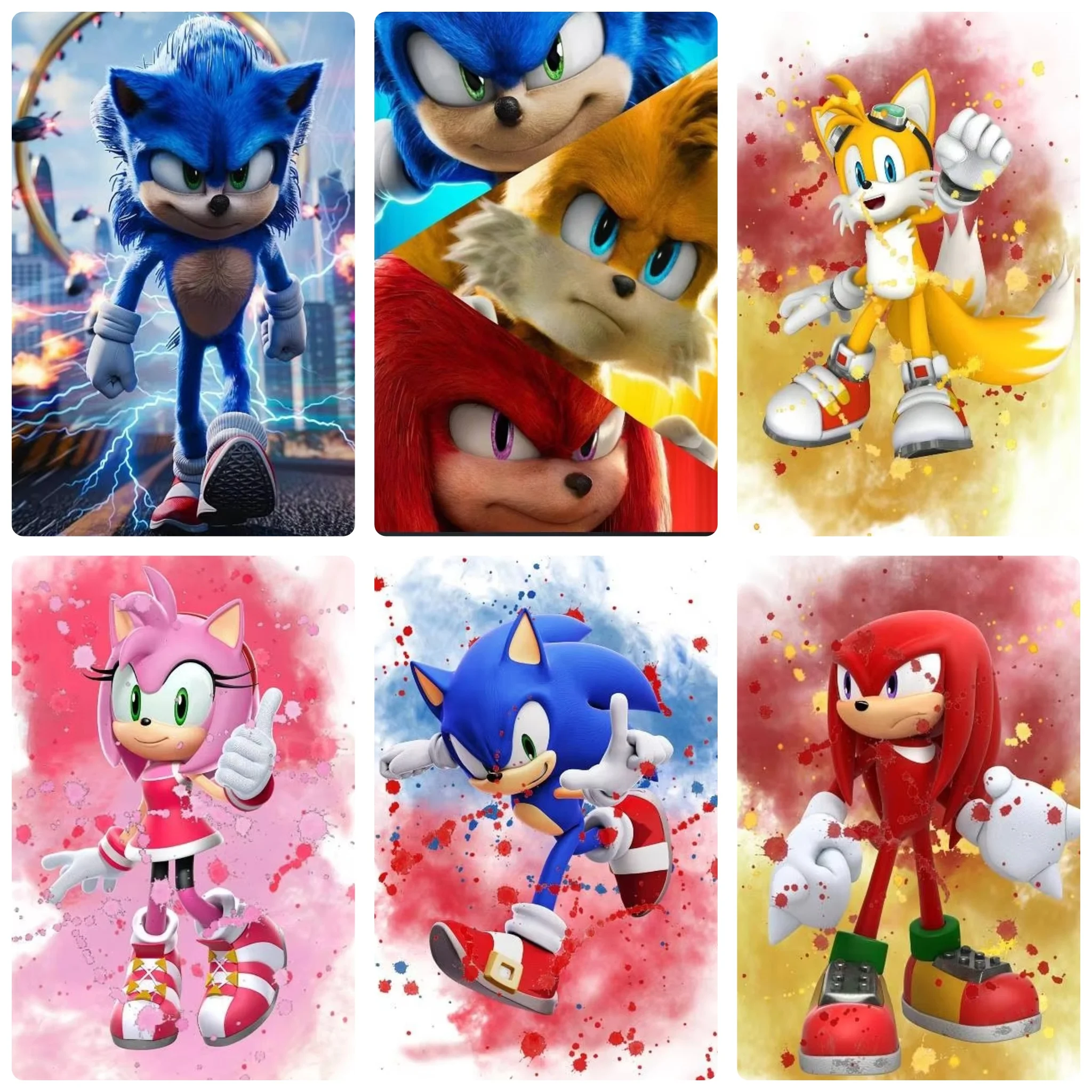 DIY Sonic The Hedgehog Buntes Cartoon-Diamantbild, Lebendige Charakterszene für Wohnzimmer-Wanddekoration, Exquisites Geschenk