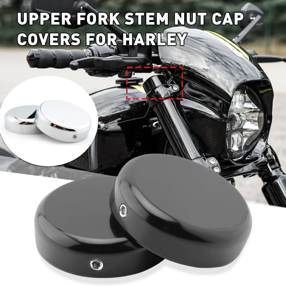 

1 Set Motorcycle Upper Fork Stem Nut Cap Covers for Harley Davidson Street Bob Breakout V-ROD Dyna Softail Sportster XL 883 1200