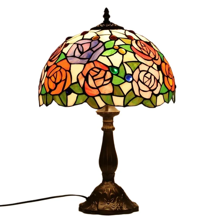 

12 Inch 30cm Retro Manual Stained Glass Lampshade Tiffany Table Lamp Lamparas De Mesa Para El Dormitorio