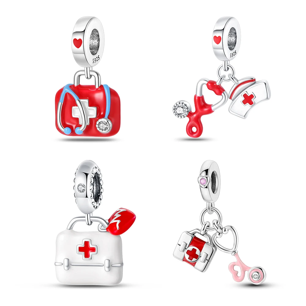 

925 Sterling Silver 2024 Red Pillbox Pendant For Original 925 Bracelet Necklace Jewelry Making