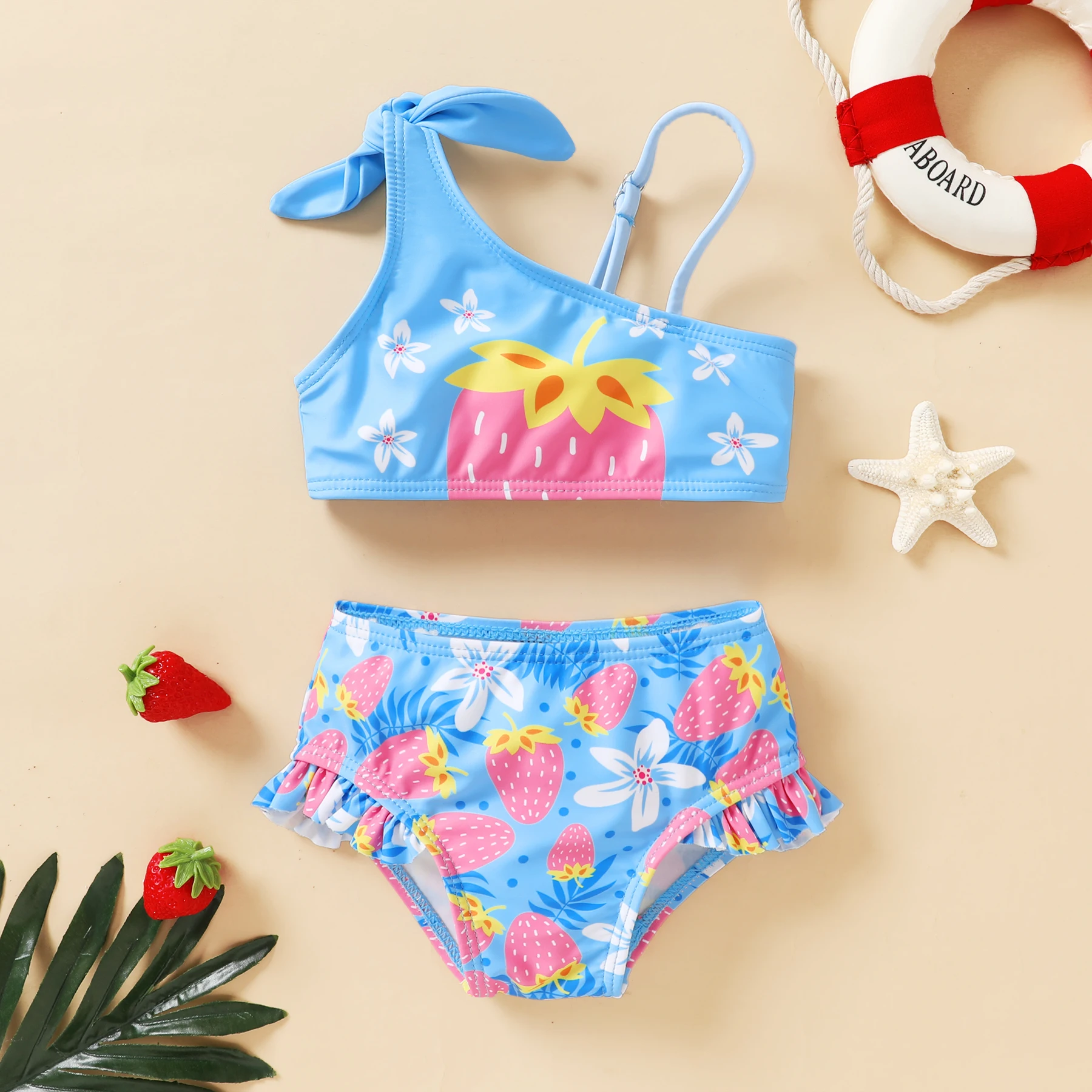 Toddler Baby Girl Swimsuit Two Piece Bathing Suit Floral Ruffled Bikini Set Swimwear Beach Outfit