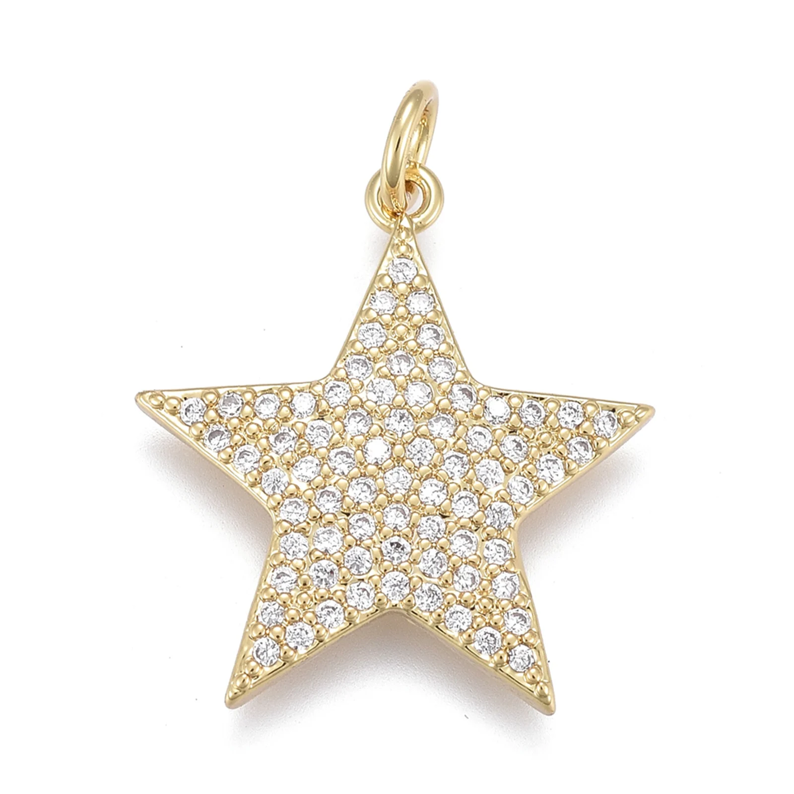 5-10pcs Brass Star Charms Micro Pave Cubic Zirconia Pendants Real 18K Gold Plated for Jewelry Making Necklace Earrings Decors