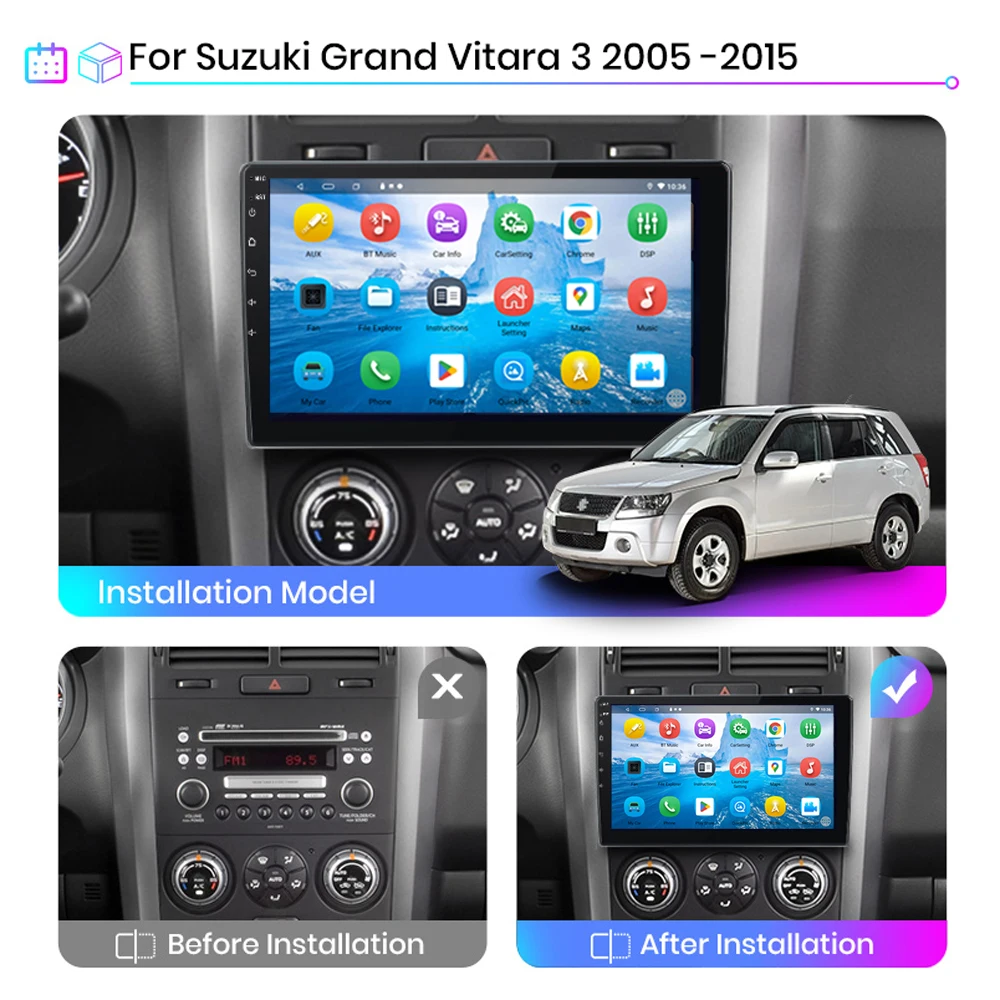 PEERCE 8G+128G For Suzuki Grand Vitara 3 2005 - 2015 Car Radio Car Video Players CarPlay Android Auto