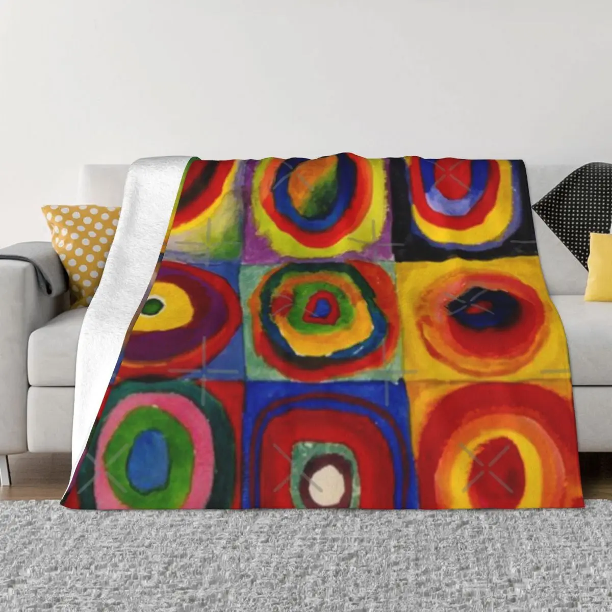 Kandinsky - Squares With Concentric Home Bed Blanket Quilt For Bed Blankets And Blankets Throw Blanket