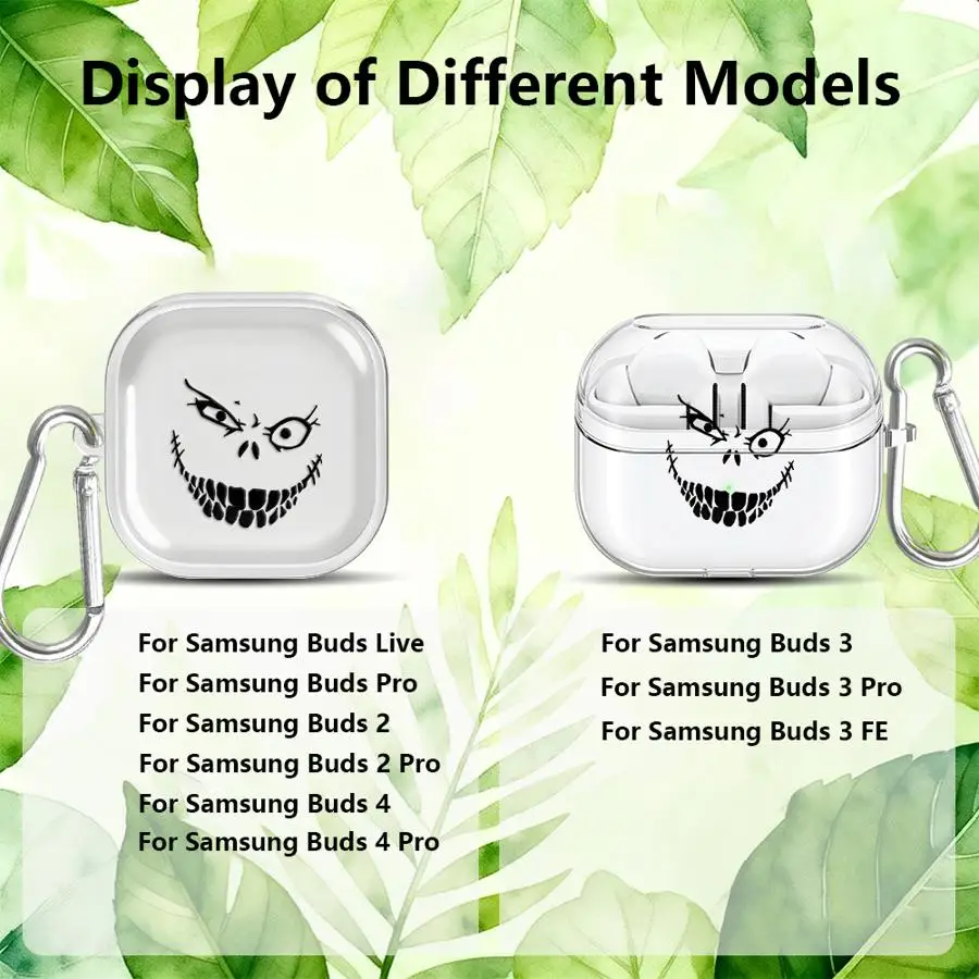 Case For Redmi Galaxy Buds 6 Pro 6Active 8 Lite 5 7 8Active Clear Earphone Cases Cover With Hook Handsome Facial Expressions