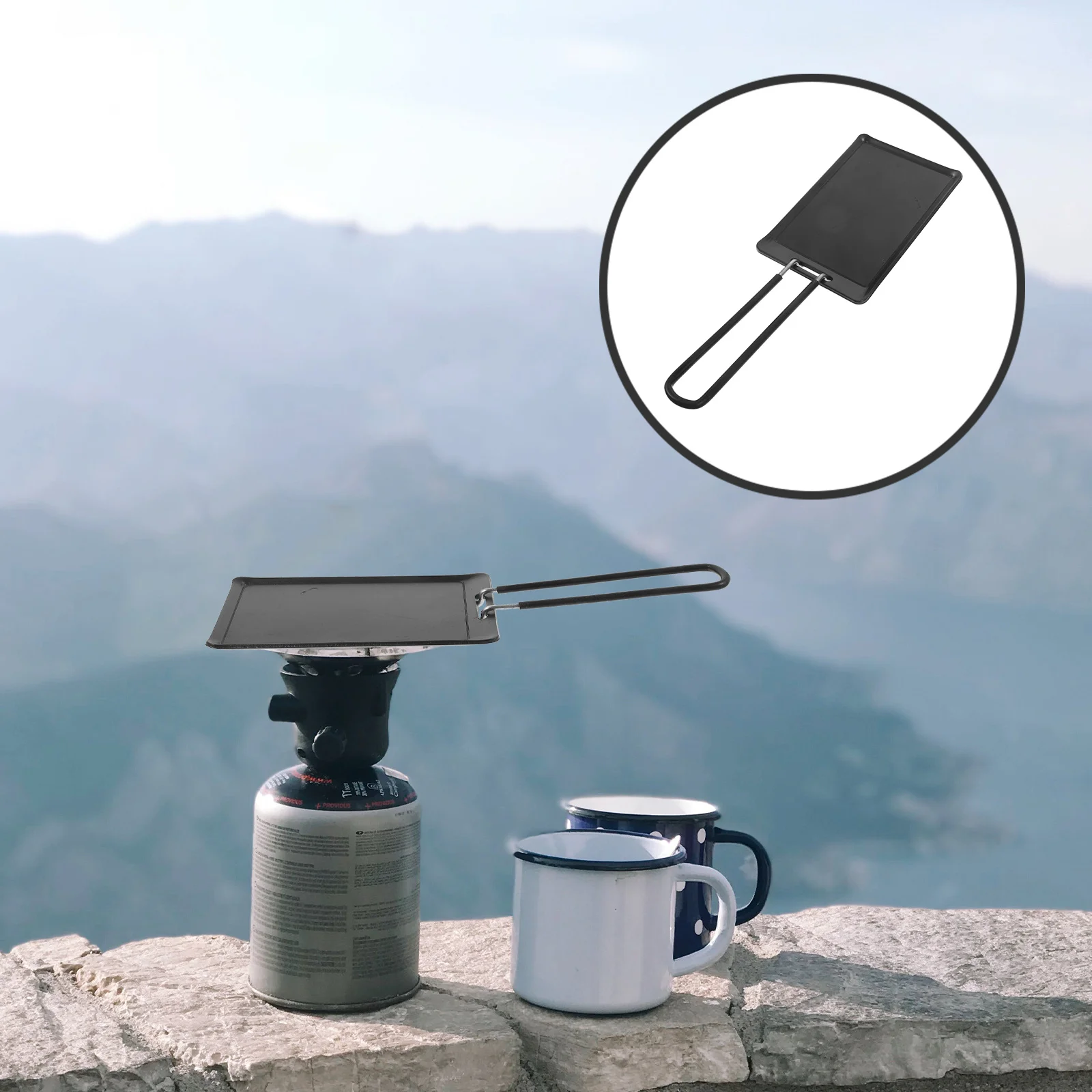 

1 Set Stainless Steel Baking Pan Detachable Handle Portable Bbq Grill Tray Reusable Nonstick Grilling Pan For Camping Outdoor