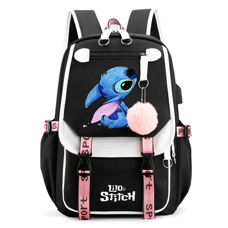 Lilo stitch backpack for girl anime school bag for teenager canvas laptop back pack women rucksack cartoon anime Disney backpack