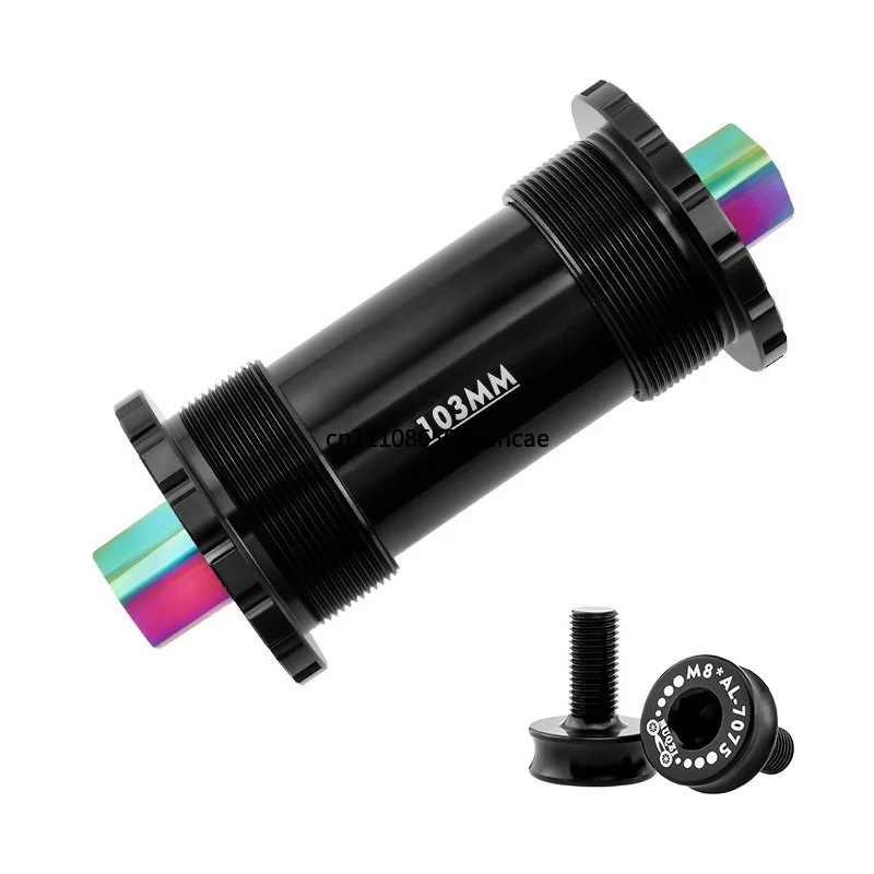Titanium Alloy Square Hole Ceramic Bottom Bracket MTB Road Fixed Gear Folding Bike Axle 103/107/110mm Cycling Parts