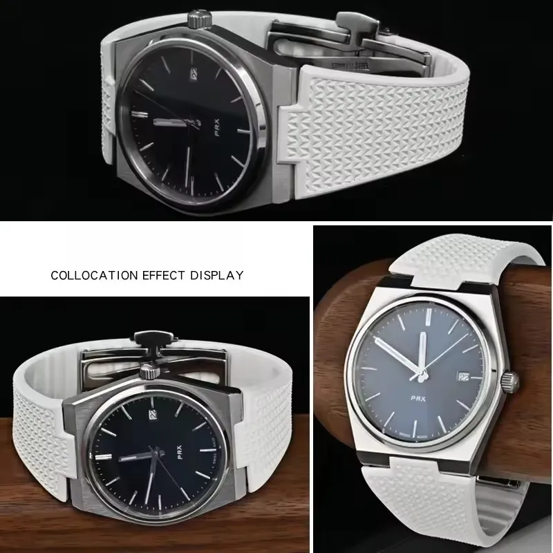 أشرطة ساعات اليد لسلسلة تيسو PRX 11 مللي متر 12 مللي متر T137.407/T137.410 سوبر بلاير فلوروروبر FKM الإفراج السريع حزام ساعة اليد سوار