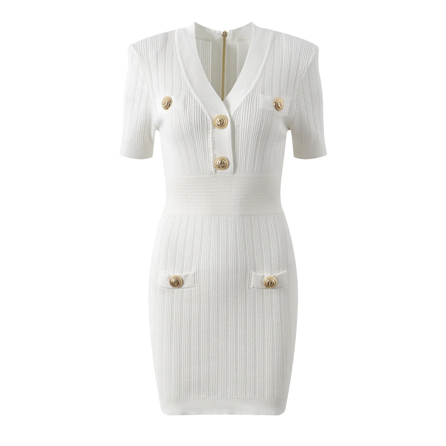 กระโปรงไหมพรมถักทรงวีเอวสูงเข้ารูปสำหรับผู้หญิงตัวเล็ก สไตล์ปารีส แฟชั่นฤดูร้อนสำหรับสุภาพสตรี