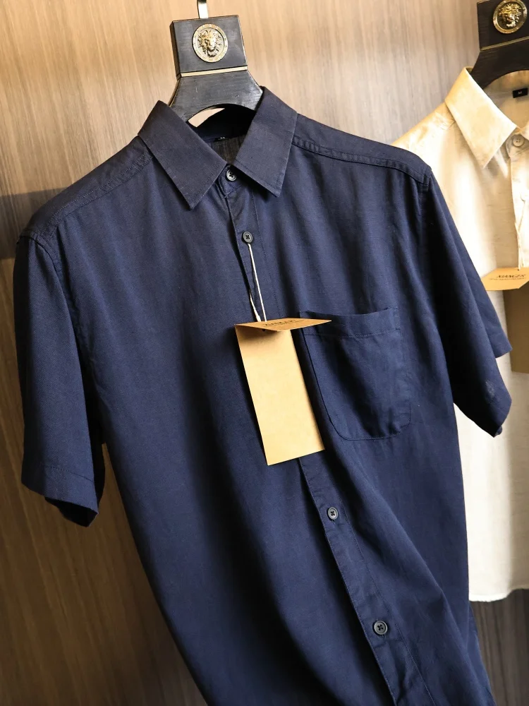

American Retro Linen Men's Short Sleeve Shirt Comfortable Breathable Summer Fashion Urban Style Standard Fit Button down