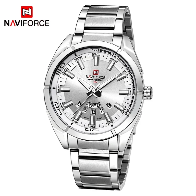 NAVIFORCE NF9038 Watches Men  Men Watch Full Steel Waterproof Casual Quartz Date Sport Military Wrist Watch Relogio Masculino