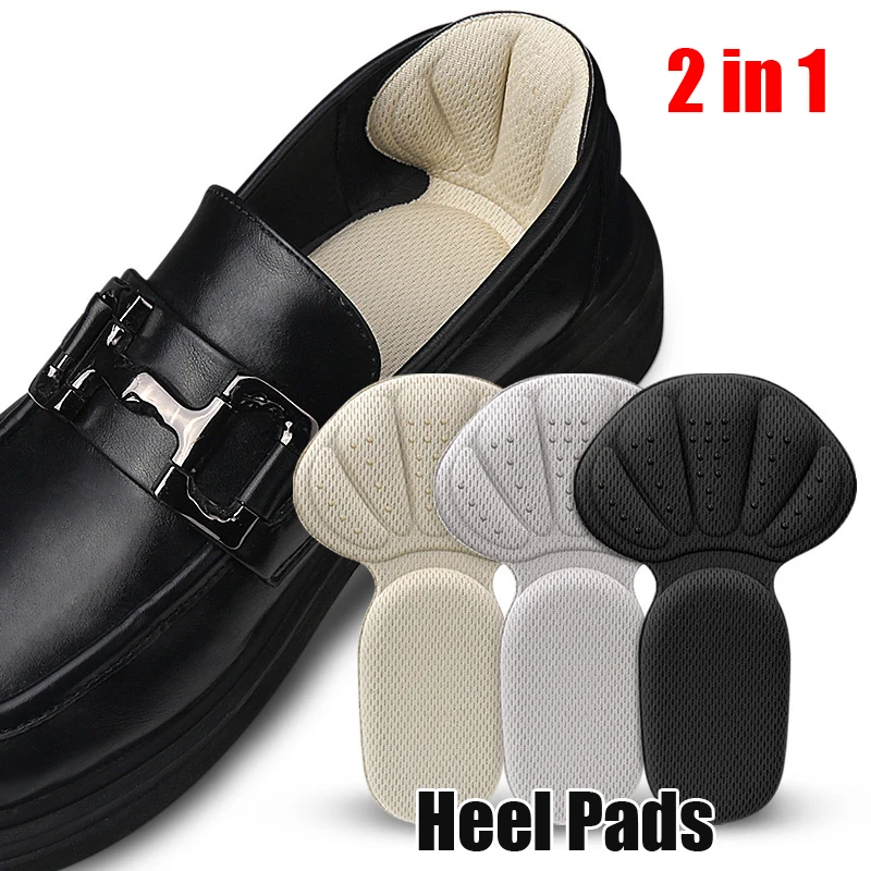 

2 in 1 Sneakers Heel Stickers Pads Unisex T-Shaped Half Size Shoe Foot Care Inserts Insoles Heel Protection Anti Wear Pads