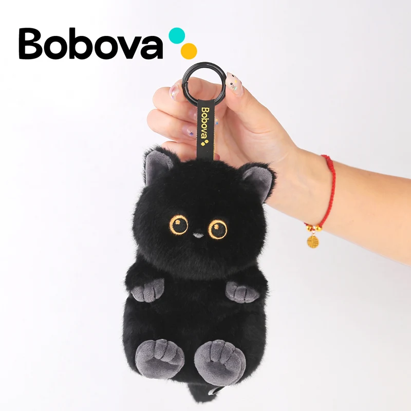 Kawaii gato preto brinquedos de pelúcia bonito squish gato siamês boneca animais de pelúcia plushies mini pingente aniversário presente natal saco decoração