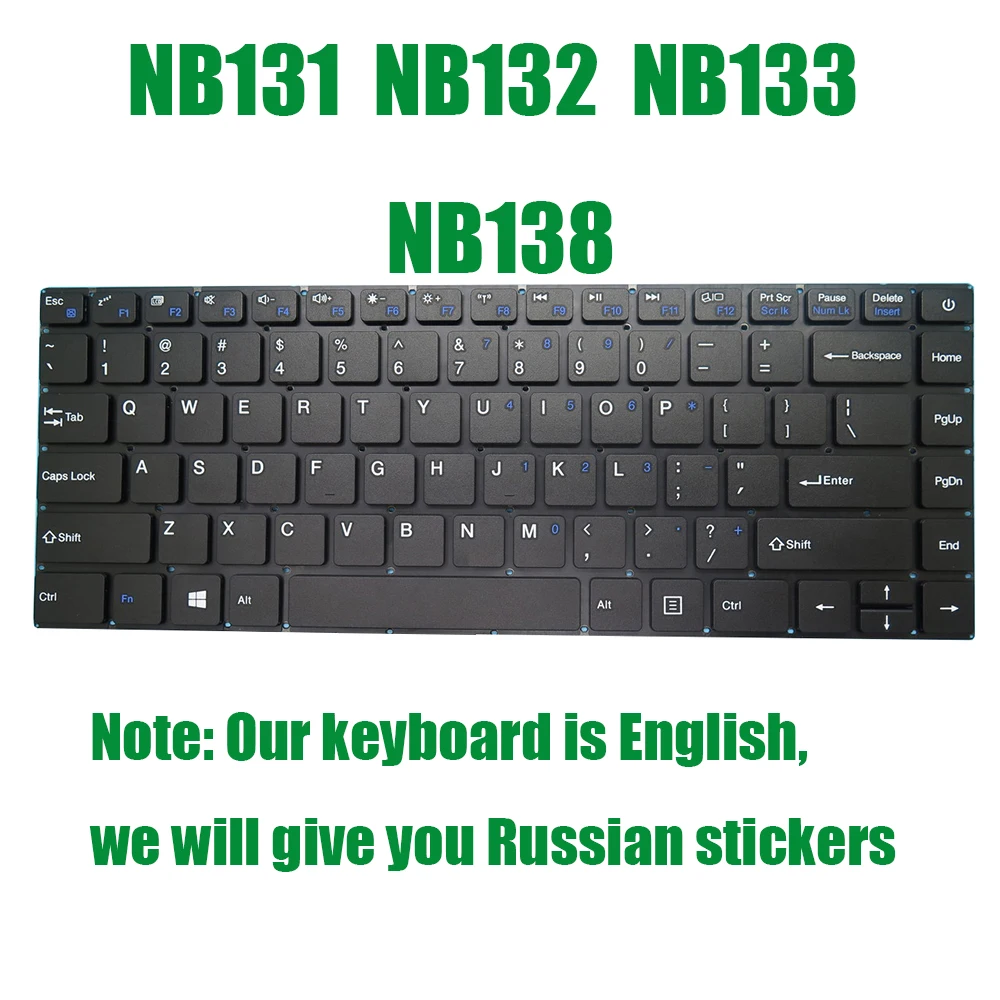 

New English US For Irbis NB131 NB132 NB133 NB138 Replacement Laptop Keyboard Black Without Backlit