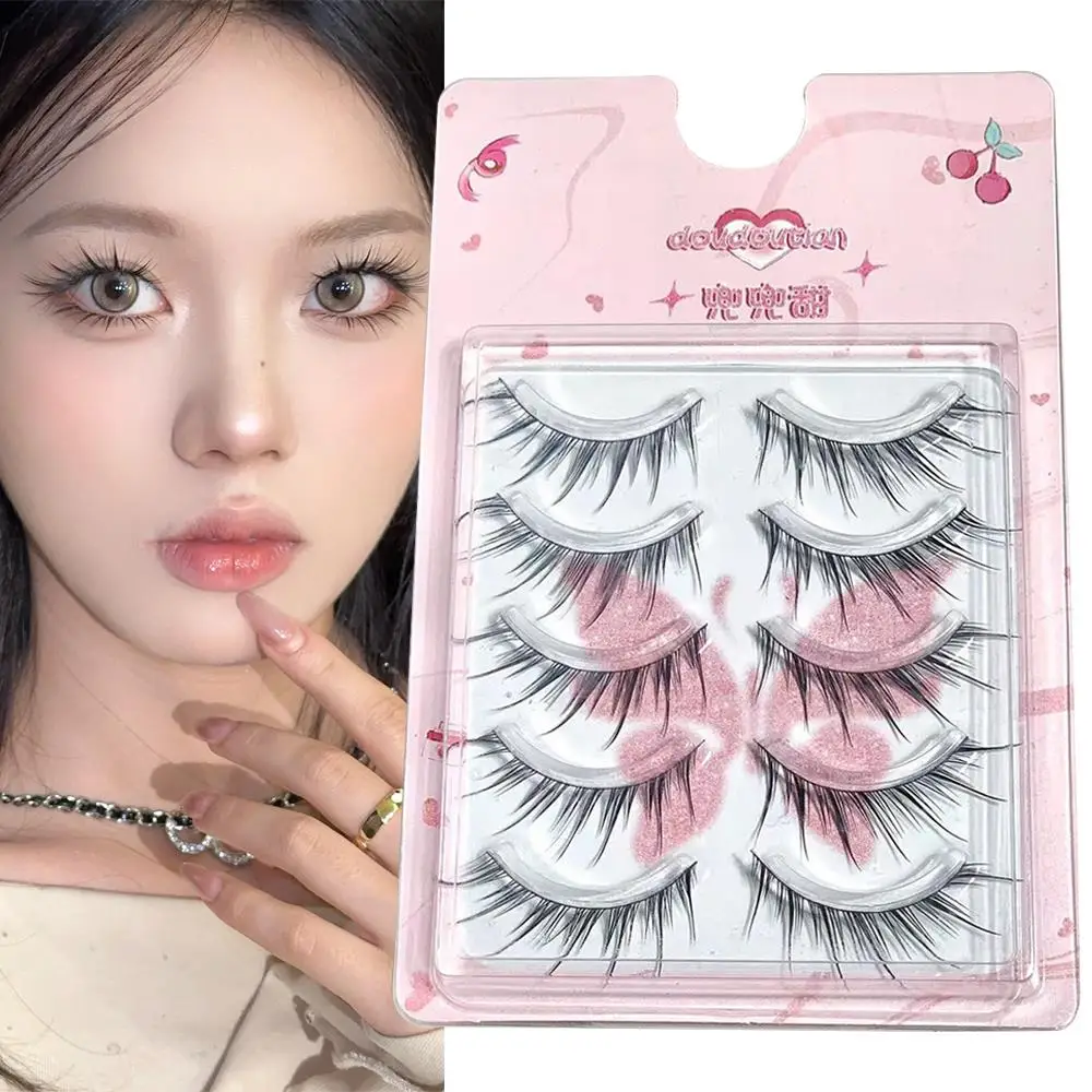 

5 пар лисьих ресниц, корейские манга, накладные ресницы, натуральные тонкие длинные 3D пушистые крылатые многоразовые наращивание ресниц в стиле комиксов