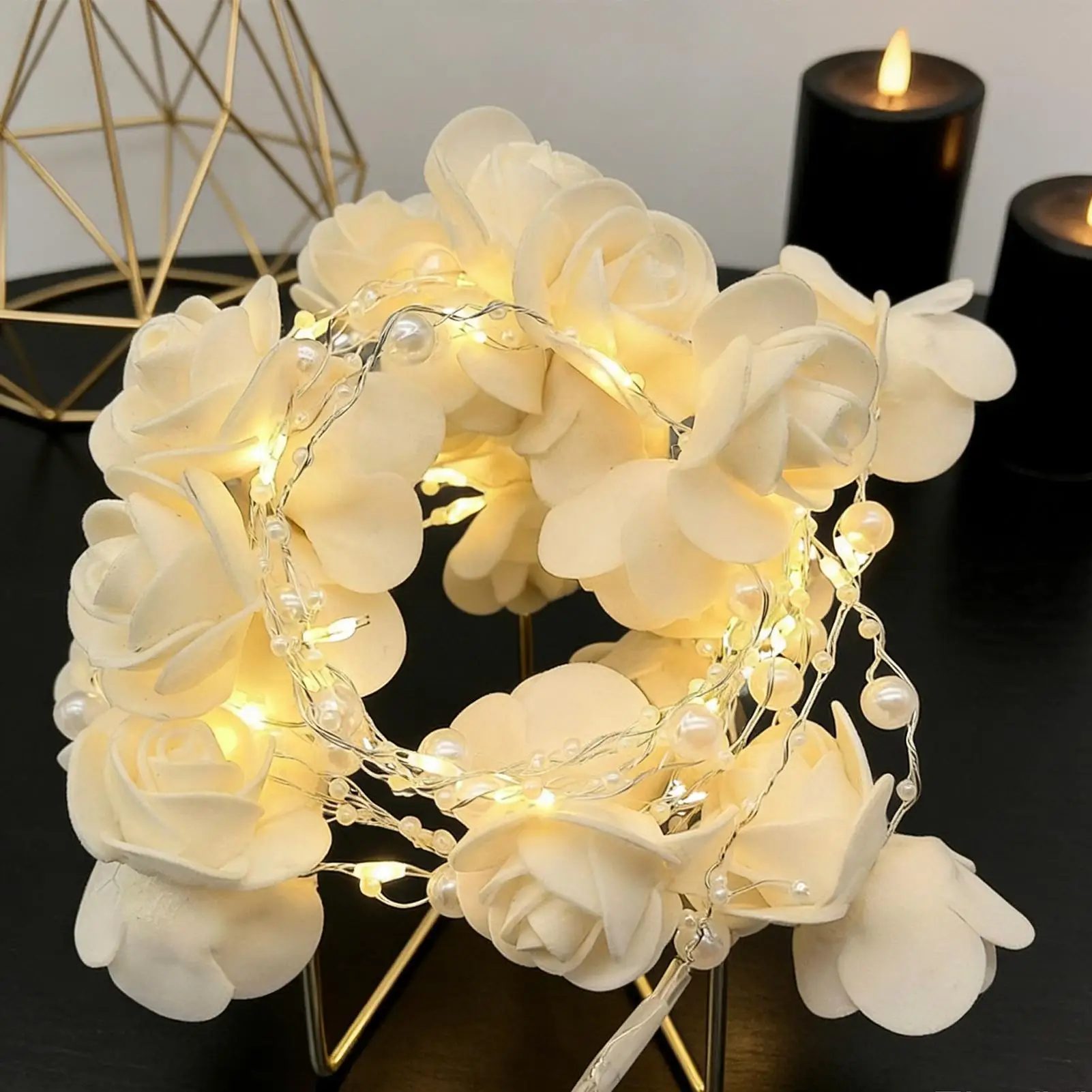 Roses String Lights 30 LED 0.36W Artificial Battery Operated Flowers Lamp Rose Vine Garland Lights Decor for Wedding Birthday