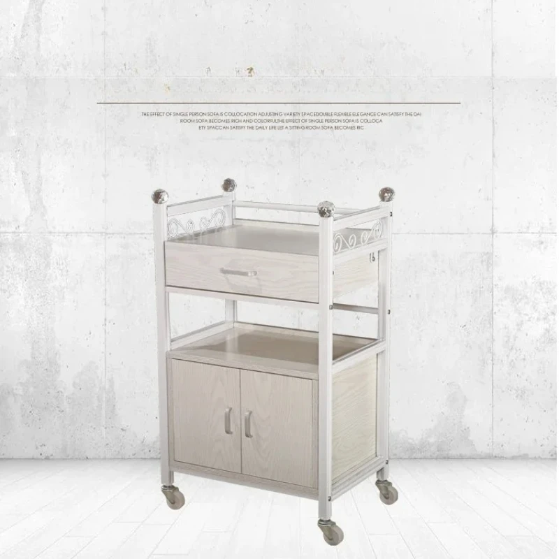 

Auxiliary Car of Beauty Salon Large Space Support Relaxing Cart Hairdresser Rollers Food Serving Mobile Multi-purpose Wheels