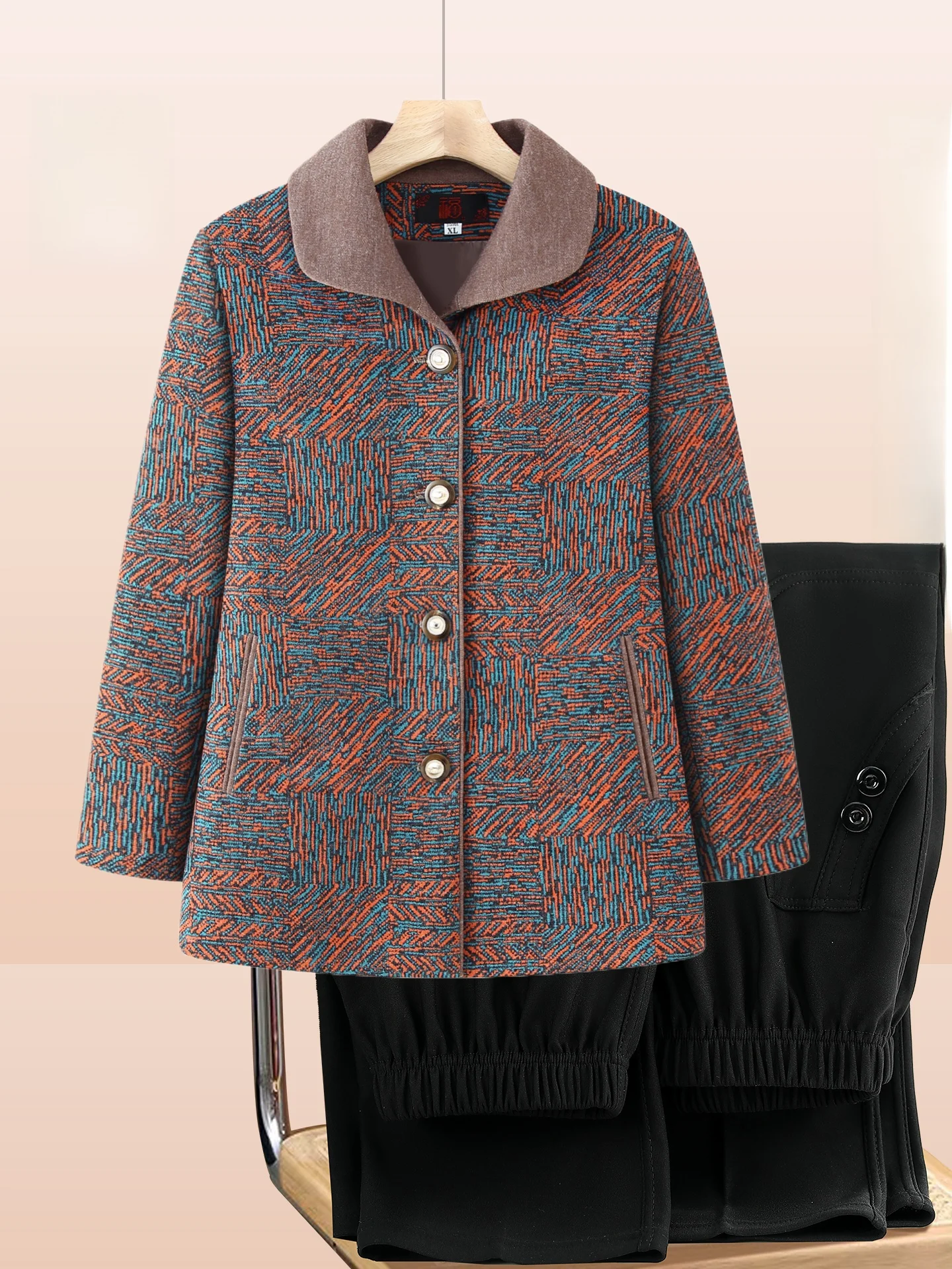 

Faionable Striped Autumn Outerwear for ly Women Age 60 plus Mommy Clothes New Sle Long Pants Warmth Comfortable Fit