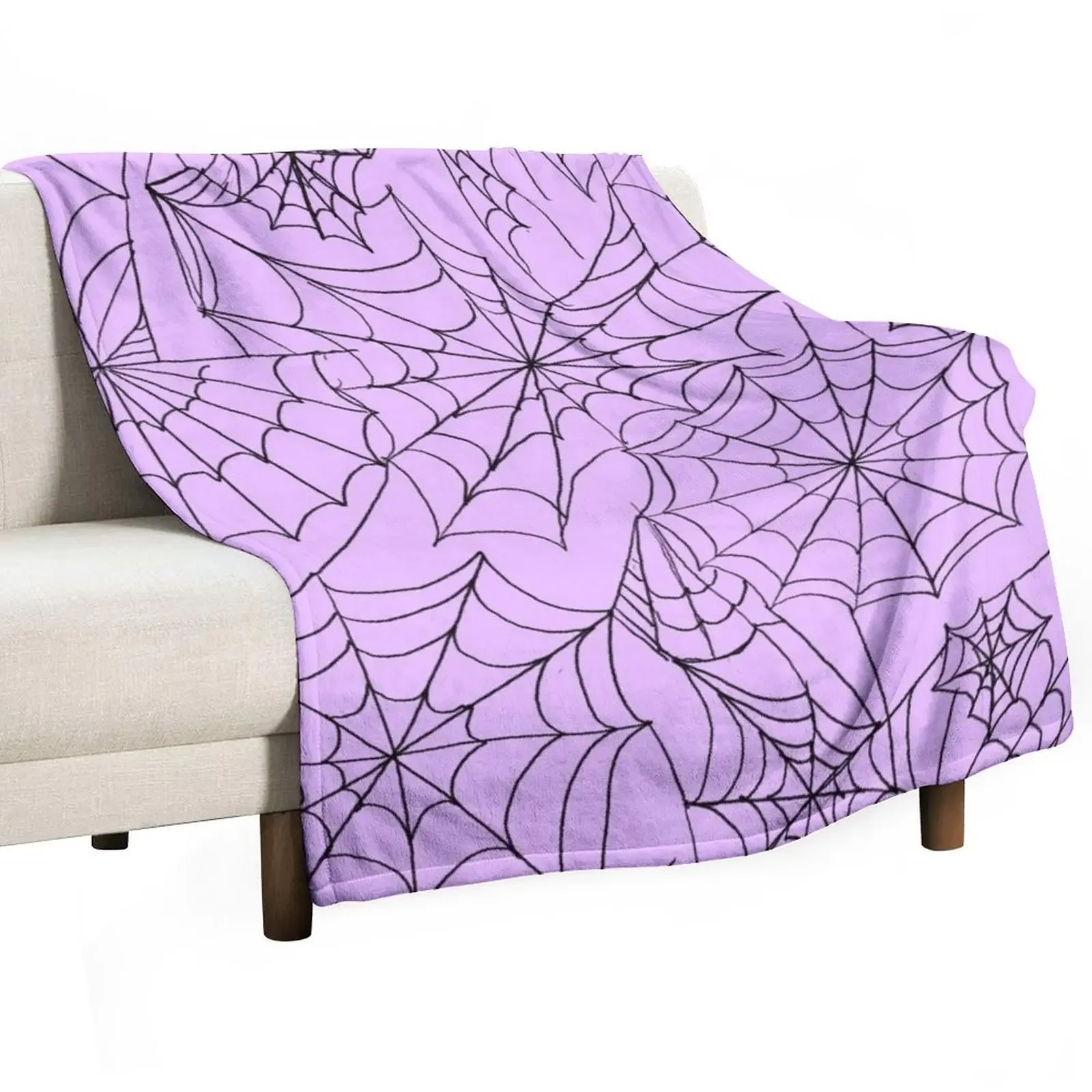 Spooky Cobwebs over Pastel Purple Throw Blanket Luxury Brand Hairy Tourist Blankets