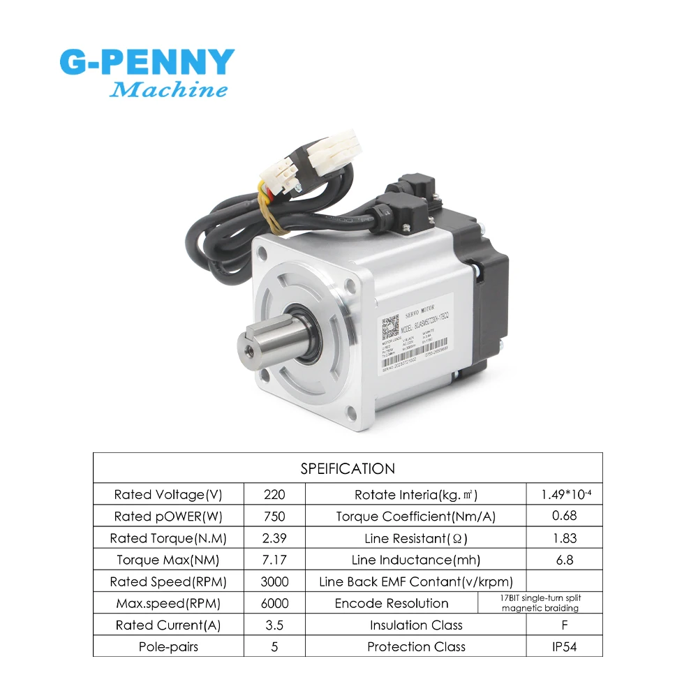 G-Penny & JMC 17 bitów 60gst 750w 200-240V 3000r/min 2.39N.m JAND7502-20B 80 jasm507230k z zestawami silnik AC Servo magnetycznych