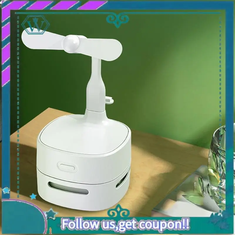 

Home Portable Mini Fan Student Three-In-One Desk Lamp Desktop Vacuum Cleaner Easy Carrying (Black)