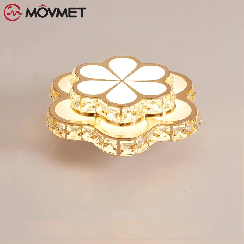 Flower Crystal LED Ceiling Lamps Aisle Gold Plafonnier for Corridor Lustre Balcony Entrance Bedroom Lighting Fashion Art Deco