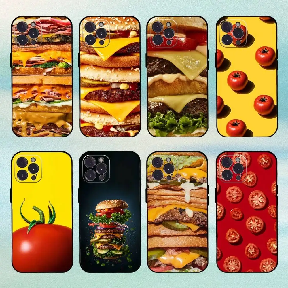 

Hamburger Set Meal Phone Case For iPhone 16 15 14 13 12 11 Pro Max Plus,5G Soft Black Case