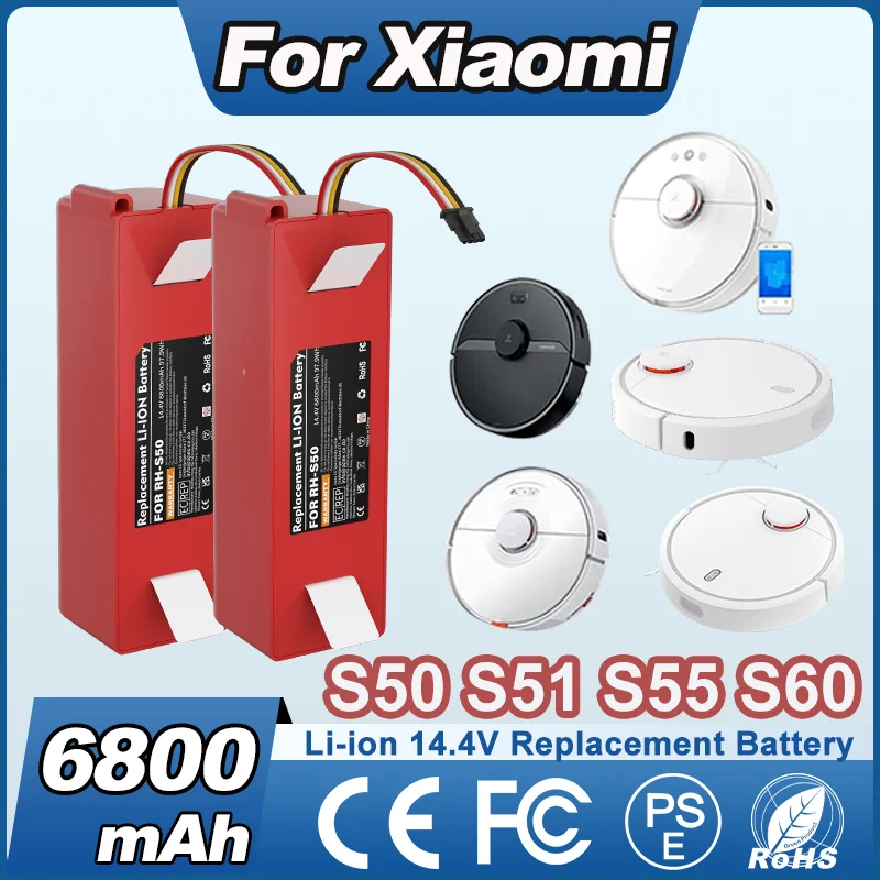 Batería de repuesto para aspiradora Xiaomi S50 S51 S52 S55 S60 S65 S50 S51 S5 MAX S6, 14,4 V, 6800mAh