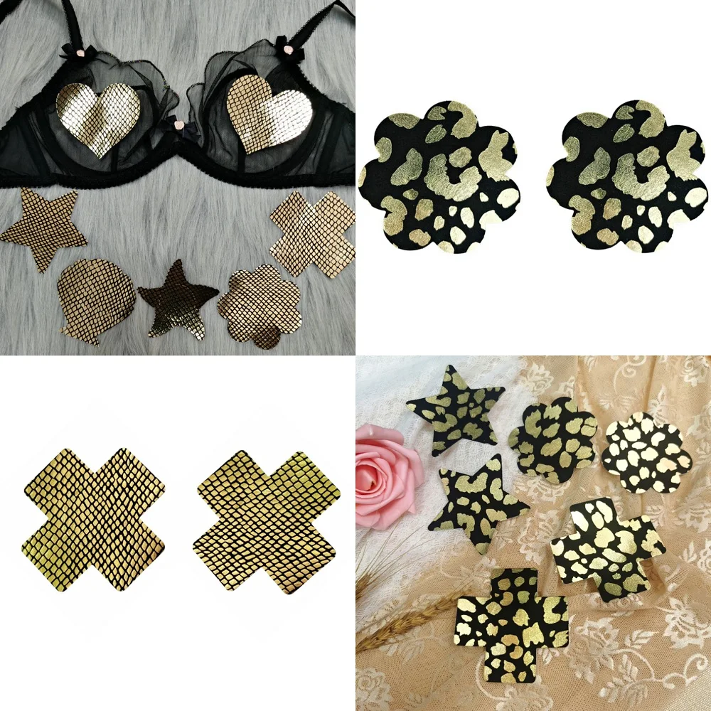 5 Pairs/lot Women Golden Nipple Stickers Breast Disposables Pasties Sexy Nipple Cover Breast Petals Invisible Bra Stickers