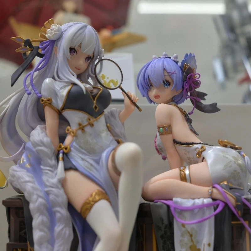 Anime Re:Zero Starting Life In Another World Rem & Emilia Cheongsam Trendy Toys Cute Action Figure Ornament Otaku Surprise Gift