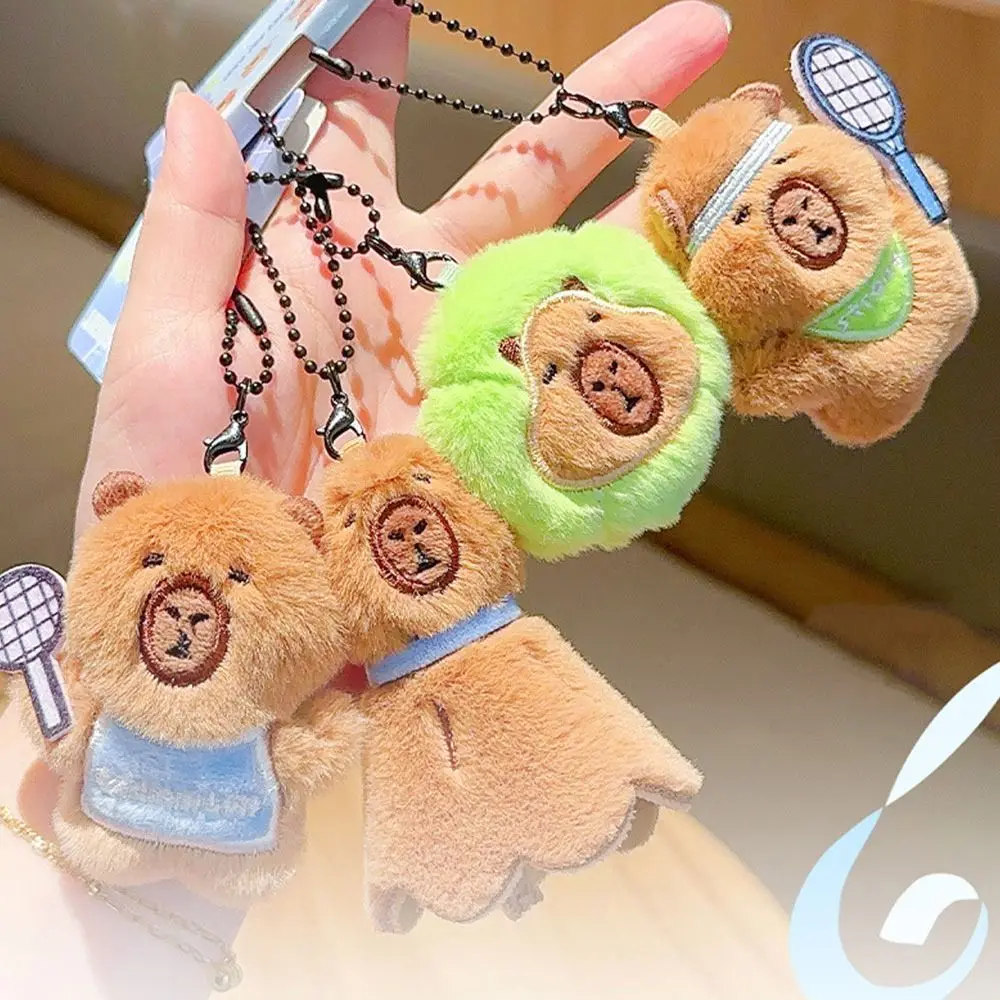 Cartoon Capybara Keychain Pendant Multicolor Basketball Badminton Tennis Capybara Doll Sport Meeting Car Ornament