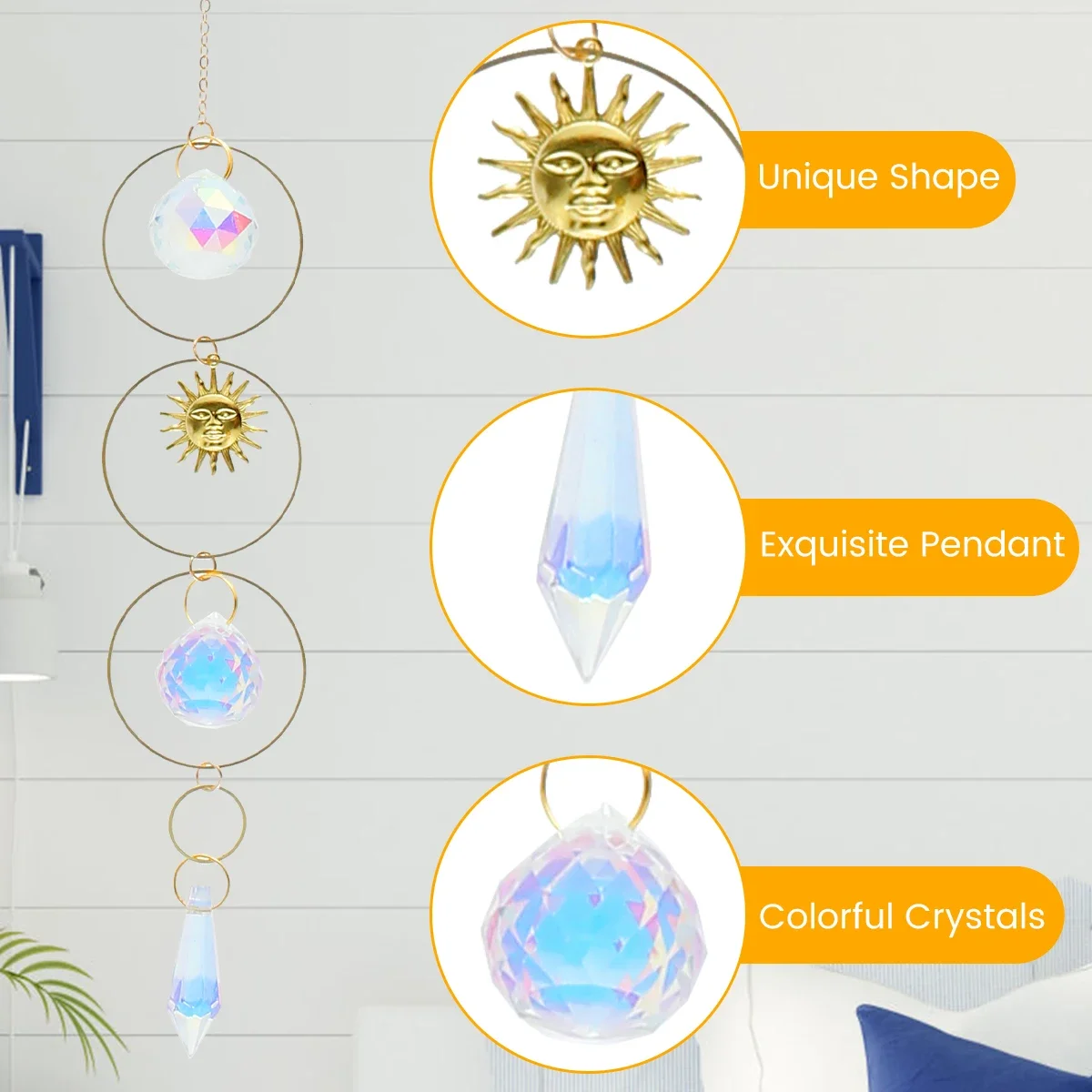 Crystal Sun catcher Colorful Crystal Prism Pendant Rainbow Maker DIY Window Hanging Crystal Decor for Home Window Garden Decor