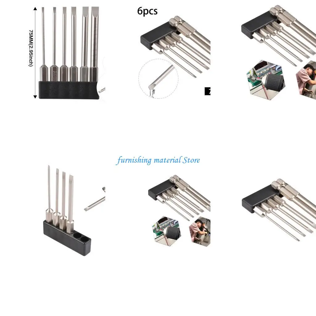 

Y5GD Essential 6Pcs Slotted Tip Screwdriver Bits Set for Household Repairs