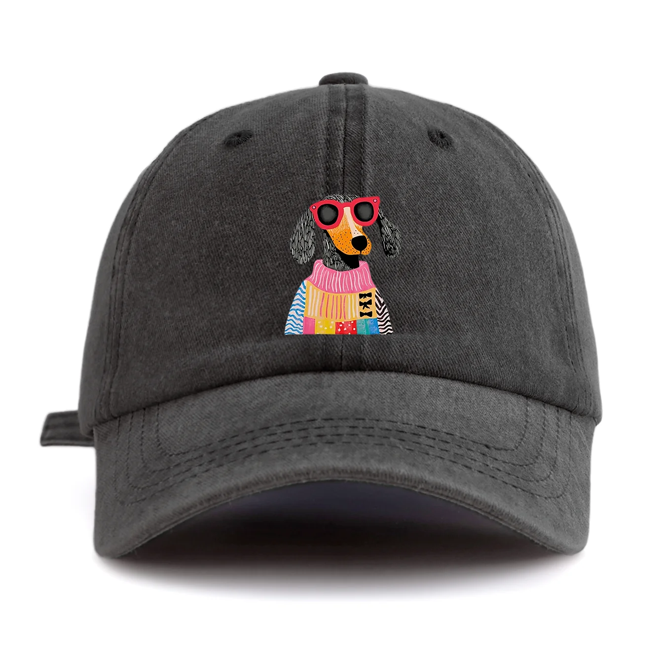 1pc DOG Print Washed Baseball Cap for Adults,Minimalist Retro Style Casual Soft Adjustable Dad Hat,Perfect As Gift