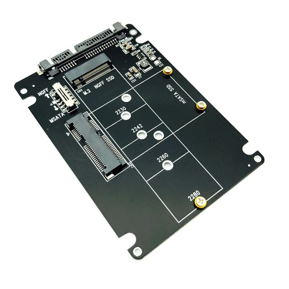 SSD Adapter M.2 SATA or MSATA SSD to SATA 3.0 Adapter Card Riser Adapter 6Gbps M2 NGFF Or mSATA SSD Converter Card for PC Laptop