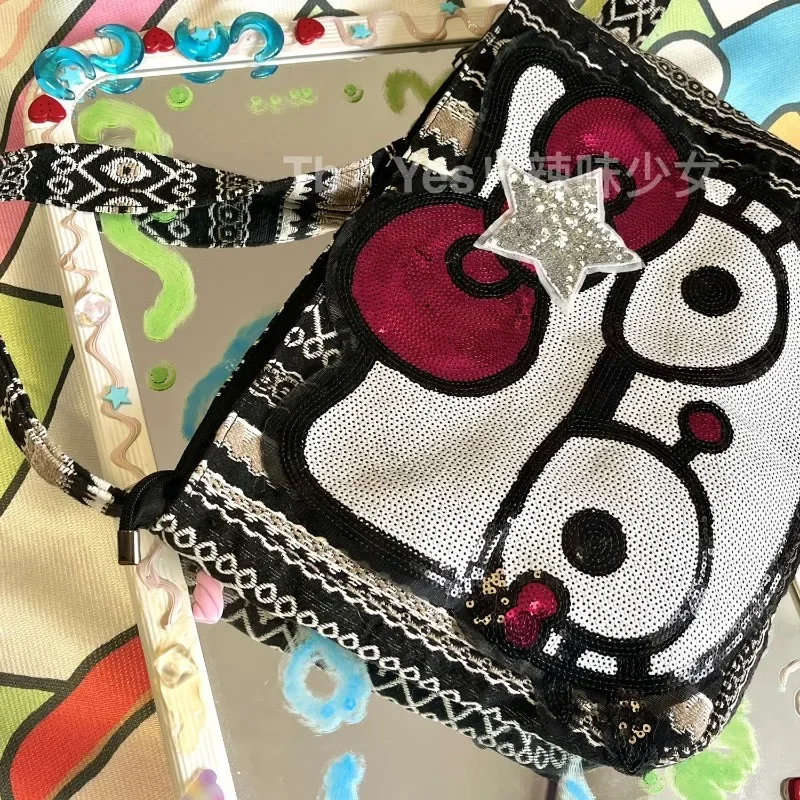 MBTI-Sac à main Hello Kitty pour femmes, sacoche en toile Y2k, vintage, grande capacité, décontractée, à la mode, dessin animé, nouvelle collection