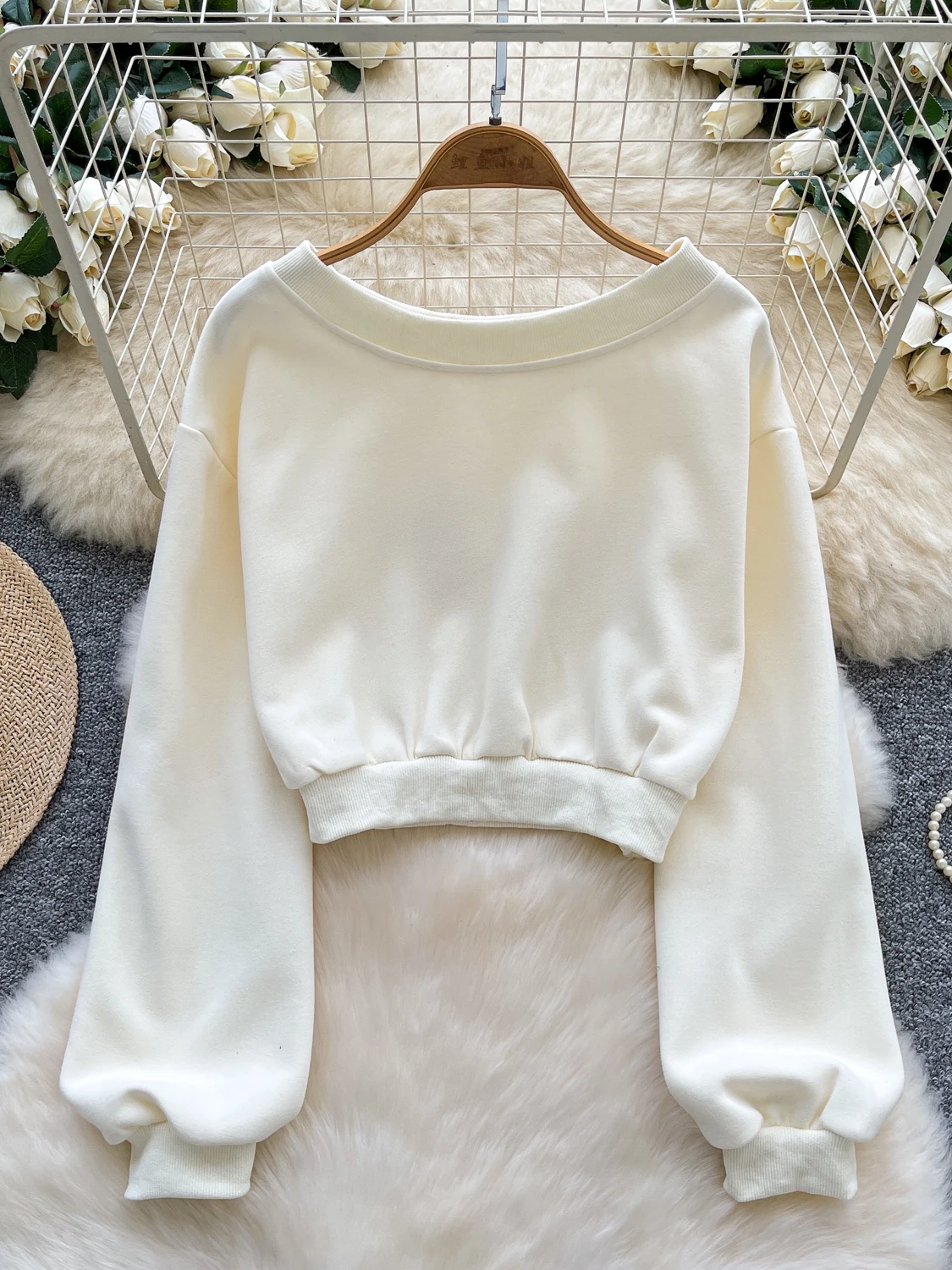 트렌디한 레이지 슬레 라운드 네 롱 스웨트 여성용 스웨트셔츠 루즈핏 캐주얼 탑 가을 2025 한국 버전