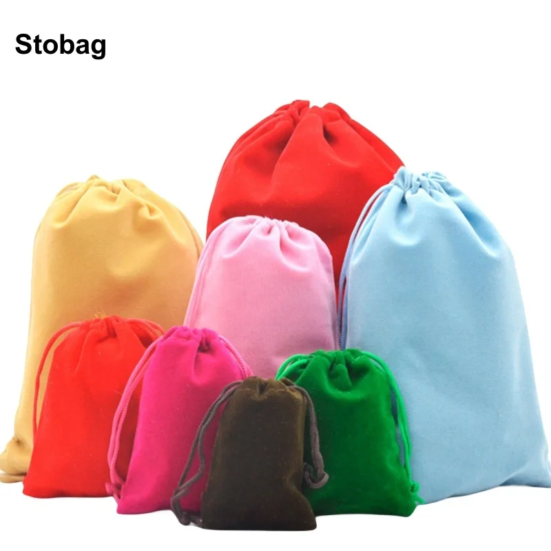 

StoBag 50pcs Wholesale Velvet Drawstring Bags Color Small Flannel Jewelry Gift Storage Packaging Portable Pocket Organizer Pouch