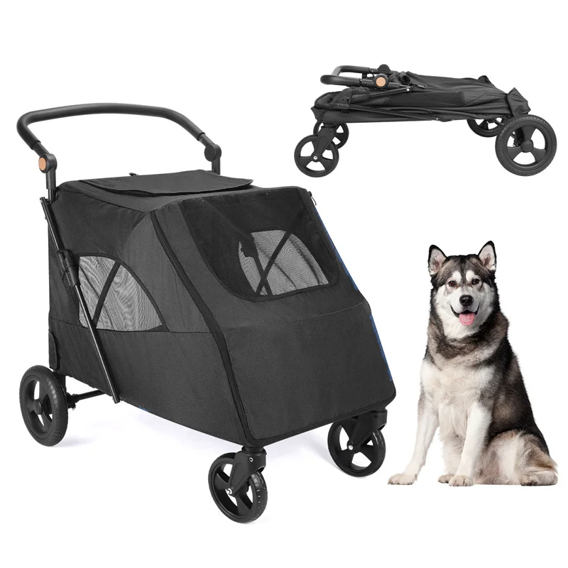 

Dog Stroller for Medium Large Dogs - Upto 120 lbs Pet Jogger Wagon with Adjustable Handle, Brake & Leash