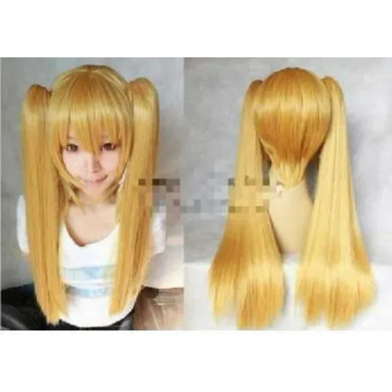 New Long Mixed Gold Blonde Cosplay Straight Wig  Two Clip On Ponytail Anime wig