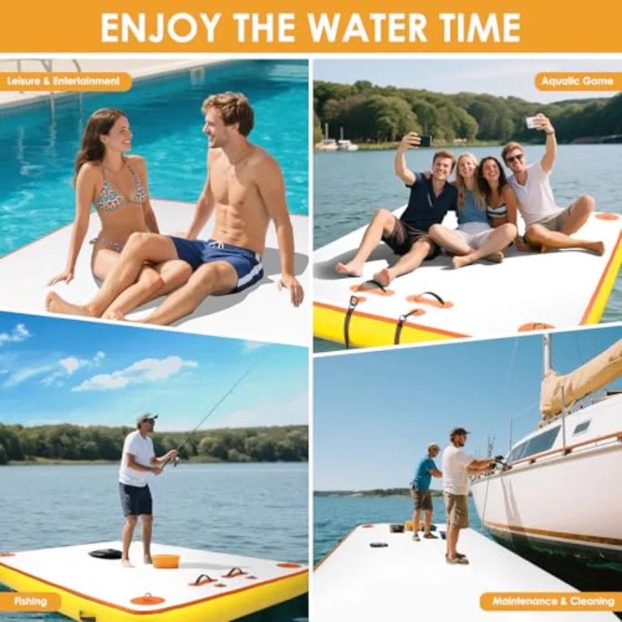 Inflatable Floating Dock for Lakes: Thick Extra Wide Lake Floats for Adults Non-Slip Air Dock Platform in Blue Durable PVC with
