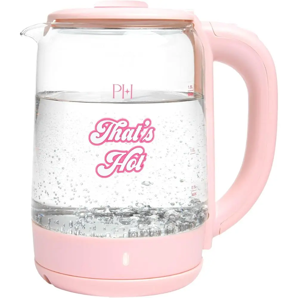 

Розовый стеклянный электрический чайник объемом 1,8 л с автоматическим отключением, светодиодным индикатором, поворотом на 360° ° Поворотная подставка и система хранения кабелей
