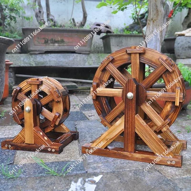 for Desktop feng shui wheel ornament waterwheel rockery flowing water anti-corrosion wooden fish pond company outdoor windmill
