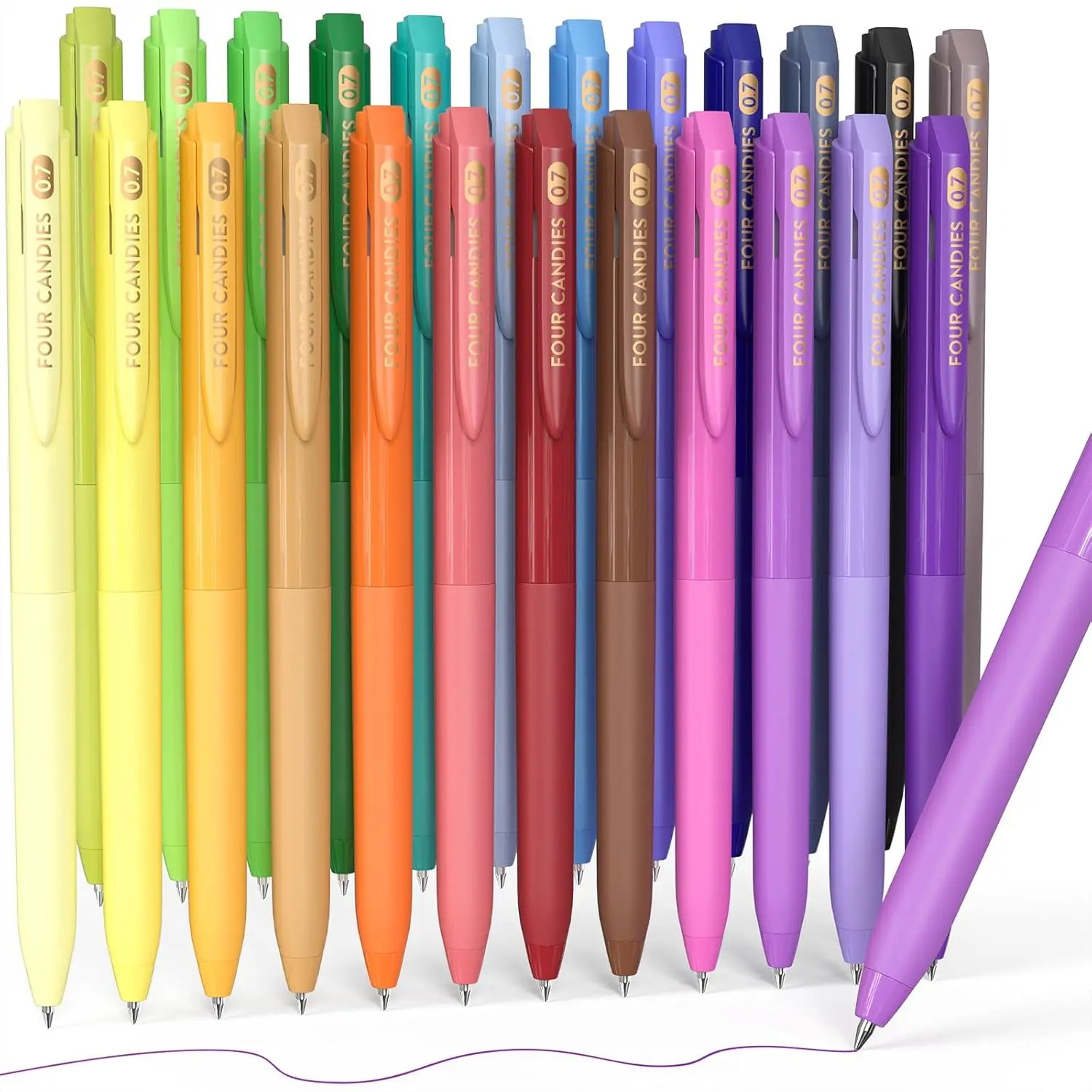 

24 Colors Quick Dry Gel Pens Set, 0.7mm Fine Point Retractable for Note Taking & Drawing, Comfort Grip