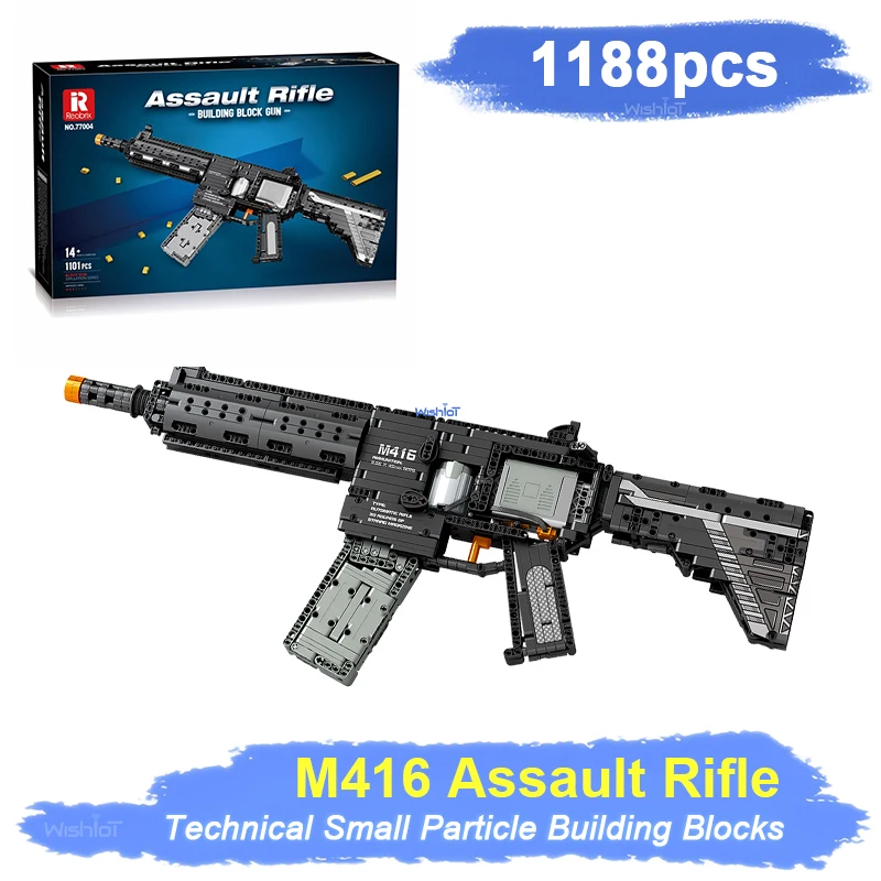 

Military M416 Rifle 1101pcs Building blocks Set Functional Shooting Model with Tactical Accessories Assembling STEM Toy for Kids